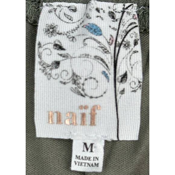 Naif Green Gauze Lined Dress Ruffled Sleeve Lightweight Cottagecore Boho M - Picture 4 of 6